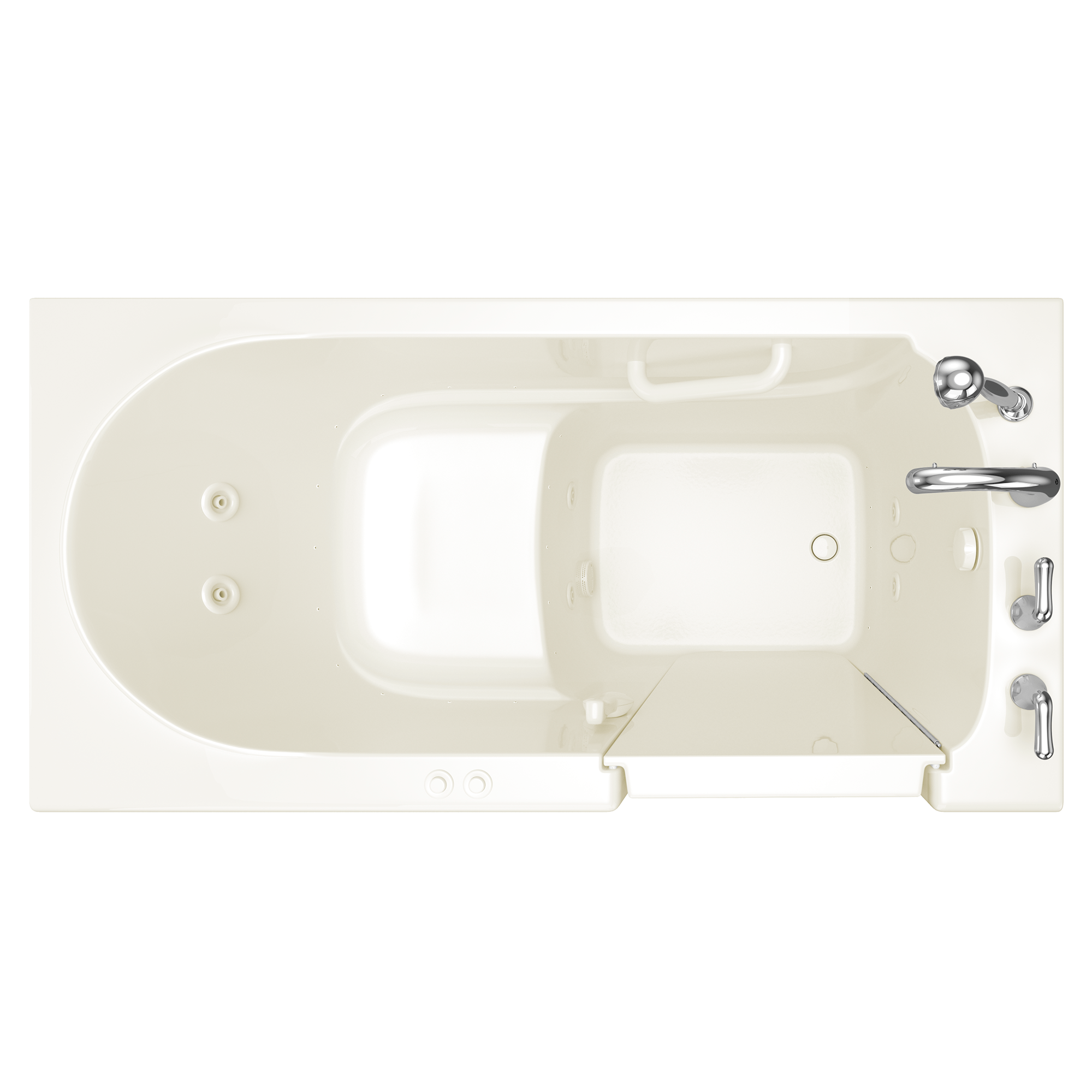 Gelcoat Entry Series 60 x 30 Inch Walk In Tub With Combination Air Spa and Whirlpool Systems - Right Hand Drain With Faucet ST BISCUIT